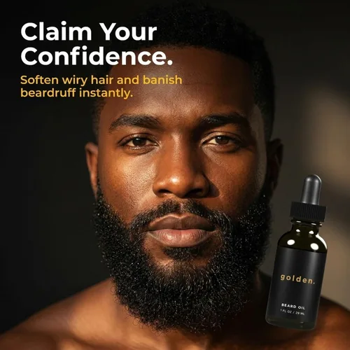 Miniatura 6 de Golden Grooming - Aceite de barba para hombres, acondicionador natural para barba con almendra dulce, jojoba dorada y aceite de argán, suavizante