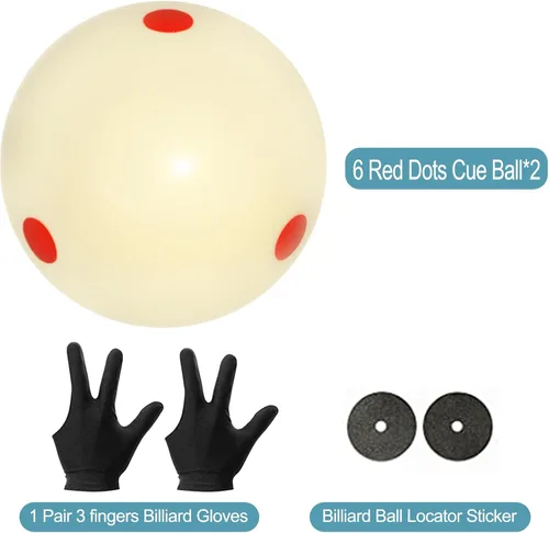 Miniatura 2 de Pro-Cup - Bola de billar de 2-1/4 pulgadas, bola de billar estándar con 6 puntos rojos, accesorios de mesa de billar para juego de billar 2 bolas