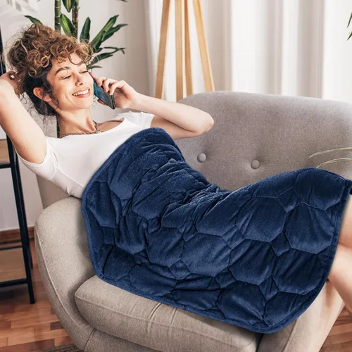 Miniatura 14 de Topblan Manta con peso de 7 libras para adultos, manta con peso pequeña para siestas, relajación, relajación y viajes, agradable al tacto y lavable