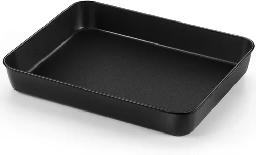 Miniatura 10 de TeamFar Sartén para lasaña, 9.4 x 7 x 2 pulgadas de acero inoxidable para hornear horneado profundo para horno tostador, sartén rectangular de Negro