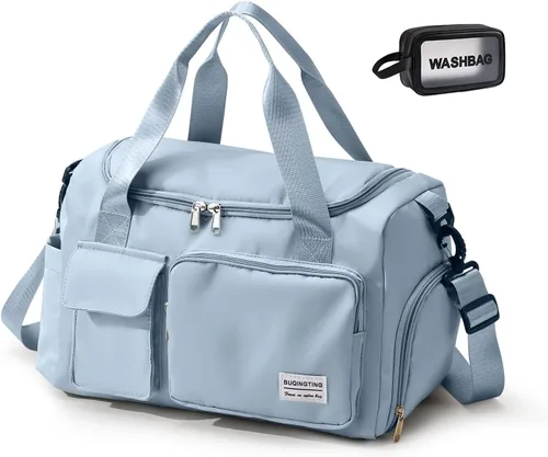 Miniatura 61 de Bolsa de Gimnasio Pequeña para Mujer, Bolsa de Lona de Viaje, Bolsa de Fin de Semana con Compartimento para Zapatos