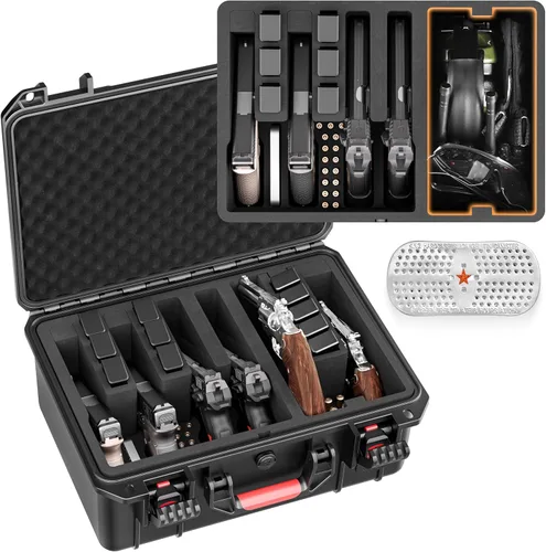Miniatura 12 de Kinghardcase Estuches para armas de mano, 5 estuches para pistolas y 21 cargadores Estuches para pistolas precortados con múltiples pistolas a