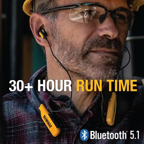 Miniatura 2 de DEWALT Paquete de audio para el sitio de trabajo: auriculares inalámbricos con banda para el cuello y altavoz Bluetooth con clip, batería de 30