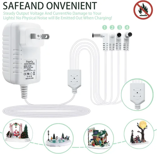 Miniatura 2 de Sigely Adaptador de corriente blanco de 4.5V compatible con accesorio iluminado Lemax 74707 74295 84428 44242 94565 94566 94527 94563 94564 64517