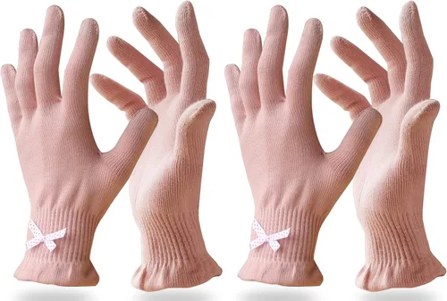 Evridwear Guantes de algodón de belleza con dedos para pantalla táctil, para spa, eczema, manos secas, cuidado de manos, hidratación de día y noche,