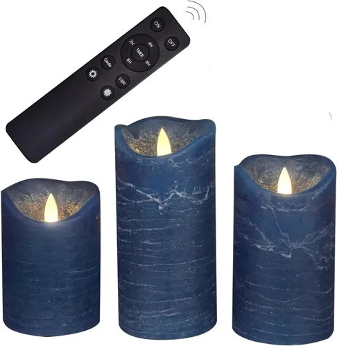 Miniatura 3 de CANDLE CHOICE Velas de Navidad sin llama con temporizador remoto, cera real, parpadeante, pilares LED con grabado deprimido, reno, Papá Noel, Blanco