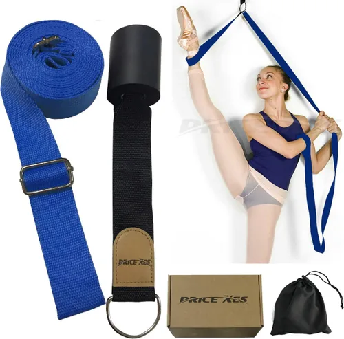 Estiradora de Piernas Ajustable - Banda Elástica de Ballet para Alargar - Fácil Instalación en Puerta - Correa de Piernas para Flexibilidad y Azul