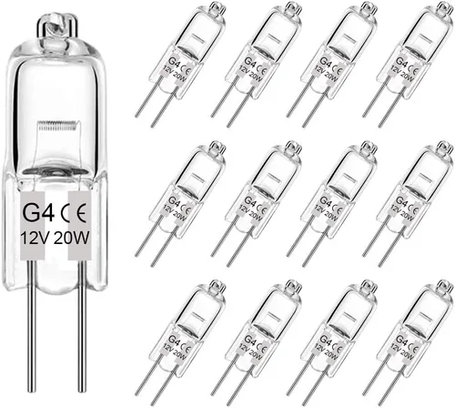 Miniatura 9 de Bombillas G4, paquete de 12 bombillas halógenas transparentes de 2 pines, calidad premium de 12 V 10 W, JC T3 Bi-pin G4, bombilla de cápsula