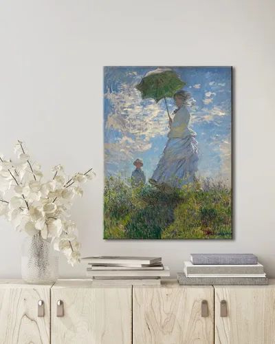 Miniatura 5 de Wieco Art Mujer con un parasol Madame Monet y su hijo Impresiones en lienzo Arte de pared de Claude Monet famosas pinturas al óleo clásicas