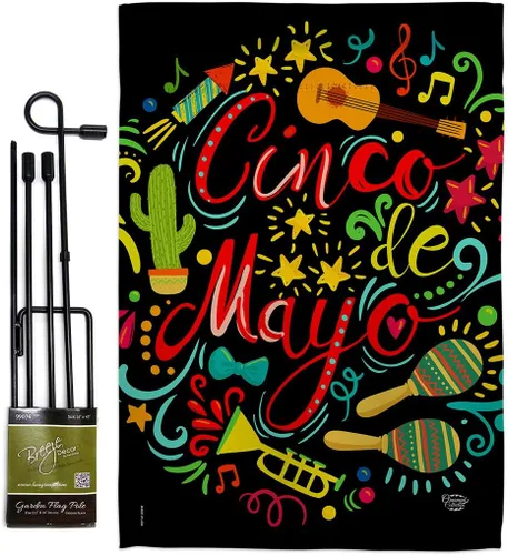 Miniatura 10 de Bandera de jardín de El Fiesta Cinco de Mayo – Fiesta de Verano Cactus Pinata Sombrero Mexicano al aire libre – Cartel de decoración de la casa