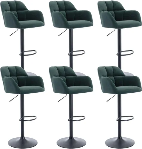 Miniatura 27 de ROCITY Juego de 2 taburetes de bar de terciopelo con respaldo, silla de bar beige para isla de cocina, taburetes de bar modernos con patas de metal