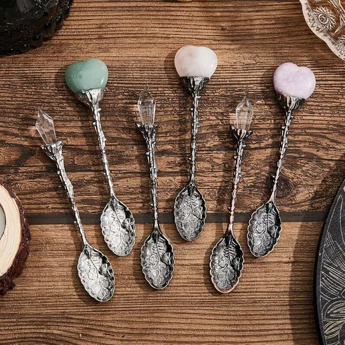 Miniatura 4 de 6 cucharas de té vintage, cucharas de aleación de cristal para té caliente, café, helado y más