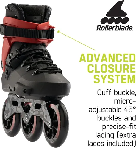 Miniatura 5 de Rollerblade Twister 110 Patines en línea unisex para adultos, color negro/rojo, Urban Performance Patines en línea