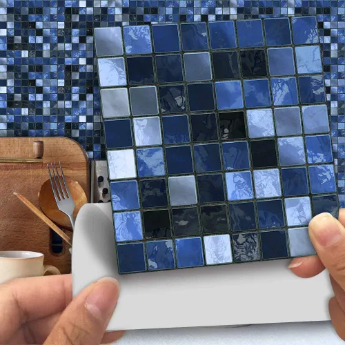 Miniatura 29 de Alwayspon 25 calcomanías autoadhesivas para azulejos de pared, a prueba de agua, para cocina, baño, 6 x 6 pulgadas Piedra beige