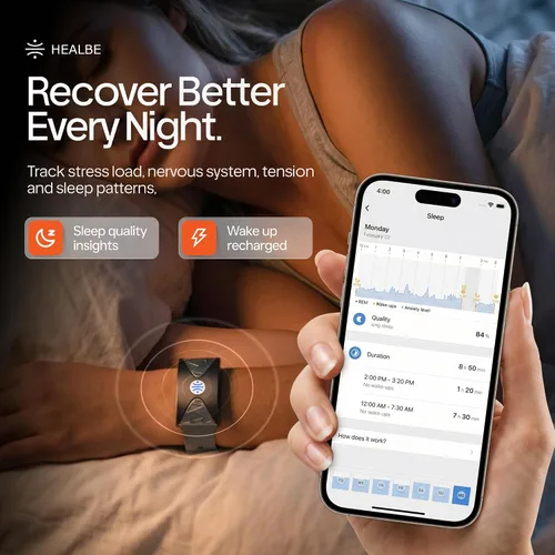 Miniatura 7 de HEALBE - Rastreador de salud, banda inteligente de ingesta automática de calorías con aplicación, rastreador de actividad sin pantalla, sueño, Gris