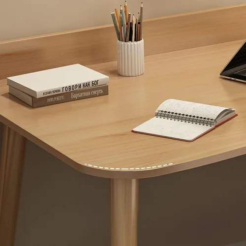 Miniatura 4 de Escritorio de estudio de oficina contemporáneo, escritorio contemporáneo para computadora, escritorio de trabajo con patas de madera, blanco, sin