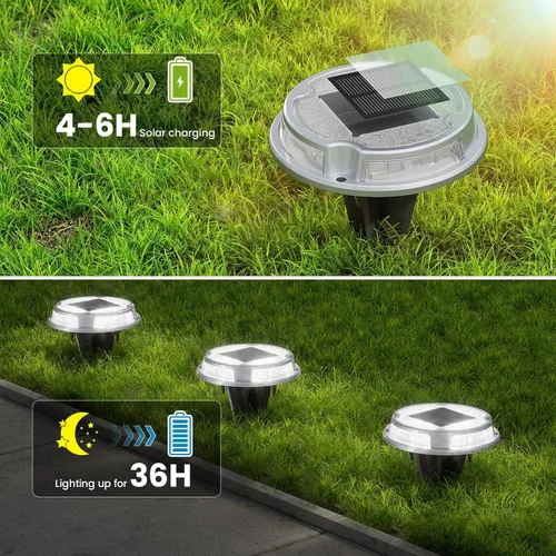 Miniatura 3 de VOLISUN Luces solares para cubierta de entrada, luces marinas para muelle, paquete de 4 luces solares de tierra de 2 colores en 1 LED, impermeable