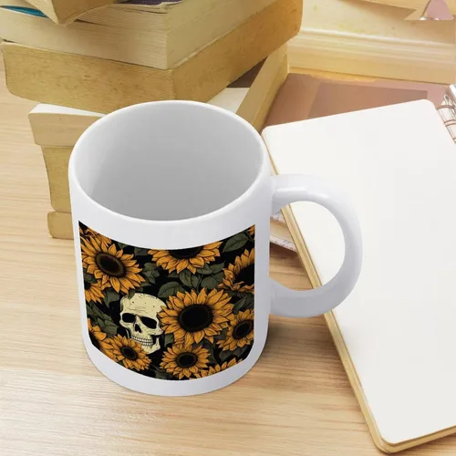 Miniatura 8 de Tazas de Halloween con diseño de calavera de girasol para café de cerámica, diseño de esqueleto, vintage, regalo para el día de la madre, regalo