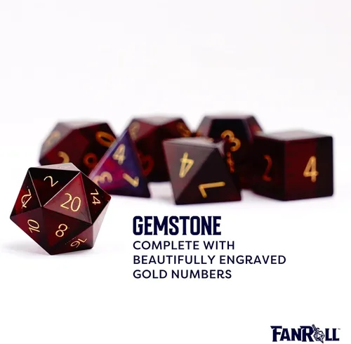 Miniatura 4 de FanRoll - Juego de dados DND de 0.630 in con piedra natal de polietileno: Granate de enero grabado, dados de juego de rol para Calabozos y Dragones