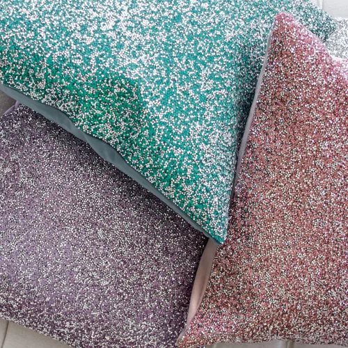 Miniatura 5 de Almohada luminosa, diamantes de imitación brillantes, terciopelo suave, inserto de fibra hipoalergénica, funda lavable, acento de decoración