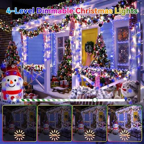 Miniatura 6 de Cadena de luces de Navidad para exteriores, 125 pies con 350 luces LED, 8 modos y función de temporizador con memoria, luces de hadas parpadeantes
