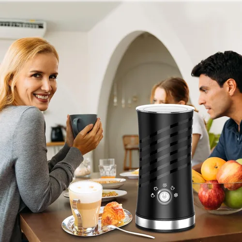 Miniatura 7 de SEEDEEM Espumador de leche, espumador de leche eléctrico 5 en 1 y vaporizador, máquina automática de espuma caliente y fría con 2 batidores