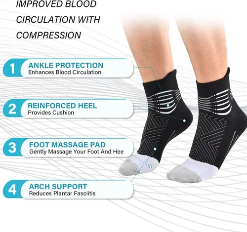 Miniatura 4 de Calcetines de compresión para el tobillo para mujer, con absorción Coolmax, deportivos y acolchados, alivio de la fascitis plantar, paquete de 2, 3