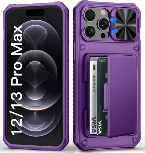 Miniatura 33 de BXYJY Funda tipo cartera para iPhone 15 Pro con tarjetero (4-5 tarjetas) y cubierta deslizante para cámara y soporte, protección contra caídas