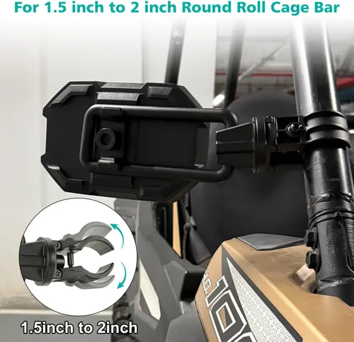 Miniatura 2 de SUNPIE Espejo lateral UTV - Espejos ajustables de punto ciego para jaula de barra antivuelco de 1.5 a 2 pulgadas Polaris RZR, Can Am X3, Honda