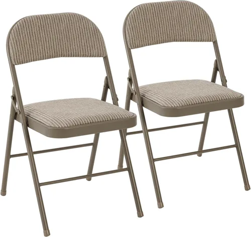 Miniatura 46 de DUMOS Paquete de 12 sillas plegables acolchadas de cuero, asiento comercial apilable portátil para interiores y exteriores con marco de acero, Caqui