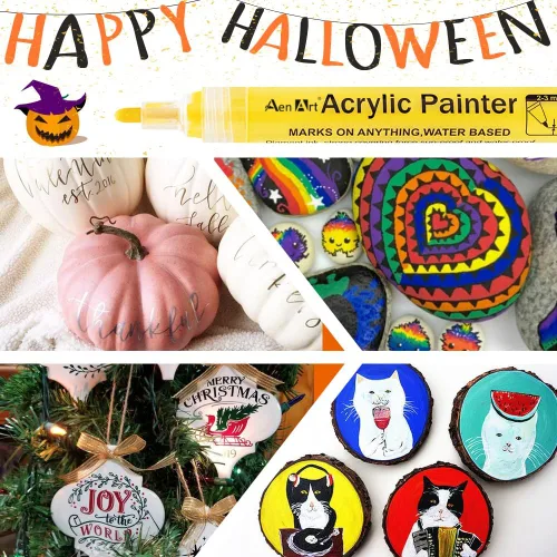 Miniatura 2 de Aen Art Bolígrafos de pintura para pintura de rocas, marcadores de pintura acrílica para pintura de calabaza, fabricación de tarjetas, piedra