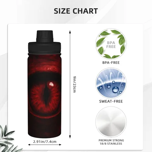 Miniatura 4 de Scarlet Eye Printed Insulated Water Bottle, 18oz Stainless Steel Funny Travel Mug, Leakproof Hot & Cold for Sports, Gym, Hiking