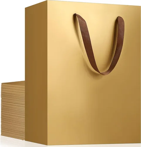 Miniatura 16 de EUSOAR Bolsas de compras y mercancías, tamaño mediano, 25 piezas de 7.8 x 3.9 x 11 pulgadas, bolsas de regalo reciclables de papel kraft marrón