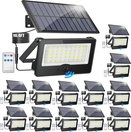 Miniatura 13 de Paquete de 6 luces LED solares de pared para exteriores, luces de seguridad con sensor de movimiento de 20 W con 3 modos de iluminación, luz de 6