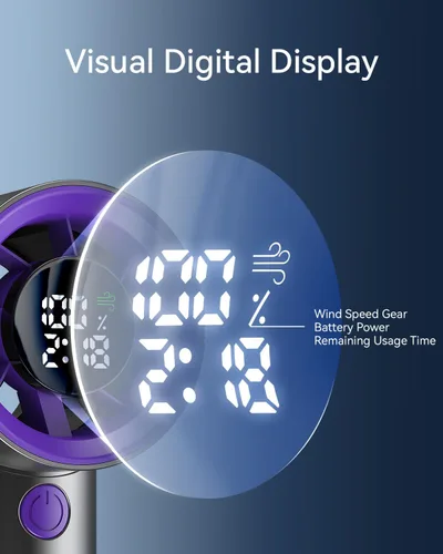 Miniatura 4 de Ventilador de mano portátil, velocidad (1-199) Potente mini ventilador turbo, motor de alta velocidad de 30000 RPM