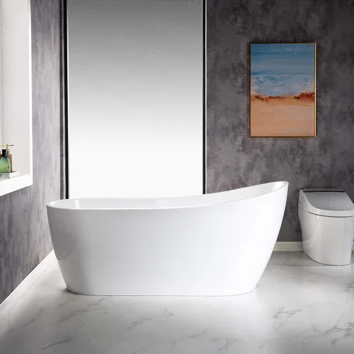 Miniatura 14 de WOODBRIDGE Bañera de remojo acílica blanca independiente de 67 pulgadas con almohada blanca, drenaje y desbordamiento en oro cepillado, BTA1508