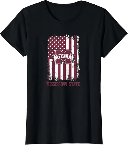 Miniatura 16 de Camiseta patriótica retro con bandera estadounidense de los Mississippi State Bulldogs, Negro