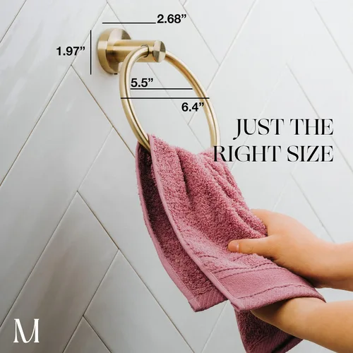 Miniatura 3 de Marmolux Acc - Toallero con forma de anilla cepillado dorado - Moderno soporte para toallas de mano - Barra de toallas de baño de acero inoxidable