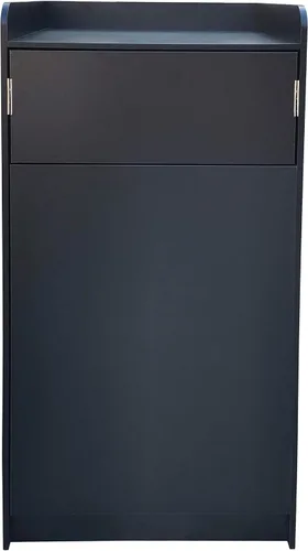 Miniatura 4 de FixtureDisplays® Black Restaurant - Recipiente de basura de comida rápida con puerta con bisagras, bandeja empotrada superior, capacidad