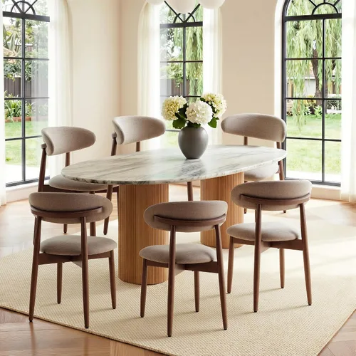 Miniatura 18 de COLAMY Mid-Century - Juego de 2 sillas de comedor de madera modernas, sillas de cocina tapizadas para interiores con asiento acolchado acogedor
