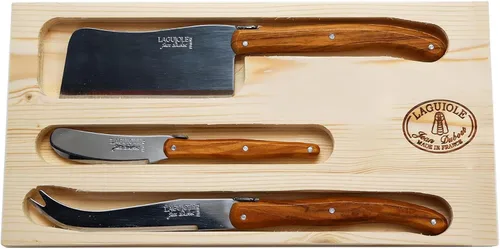 Miniatura 9 de Jean Dubost Laguiole - Juego de cuchillos de queso de 3 piezas, mango Mariniere, acero inoxidable resistente al óxido, incluye bandeja de madera