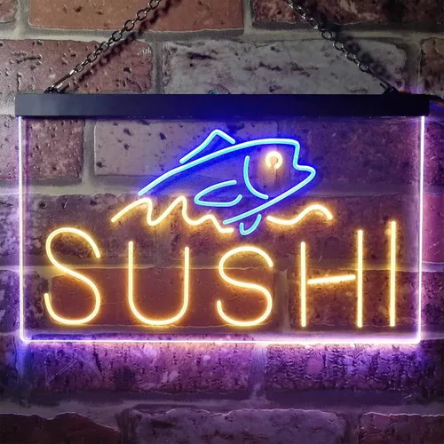 Miniatura 25 de ADVPRO Sushi Fish Sashimi Restaurant - Letrero de neón LED de doble color, azul y rojo, 12 x 8.5 pulgadas, st6s32-i3334-br