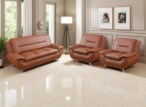 Miniatura 15 de Juego de sofá de cuero (3 piezas, cuero negro B), muebles de sala de estar para apartamento, material de estilo minimalista, fácil montaje B-cuero