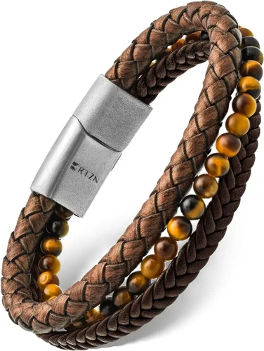 Miniatura 33 de RTZN® Brown Leather Bracelet for Men – Premium Artisan Handcrafted Mens Leather Bracelet – Multi-Stand Mens Bracelet Leather Collection Beaded