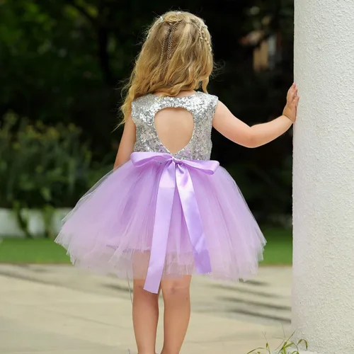 Miniatura 4 de Vestido de princesa tutú de tul para niña, boda, concurso, fiesta, bebé, lentejuelas sin espalda, encaje floral, recién nacido, 7 años