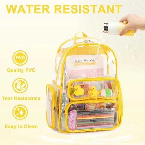 Miniatura 103 de CAMTOP Mochila transparente resistente y transparente para estudiantes, escuela, trabajo, festival, viajes, deportes, Beige, Mediana, Camtop Mochila