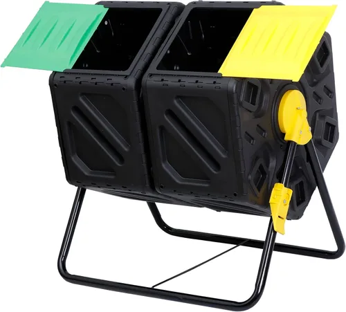 Miniatura 9 de F2C Vaso de compostaje de doble cámara de 37 galones para todas las estaciones, sin BPA, gran contenedor de compostador con 2 puertas correderas