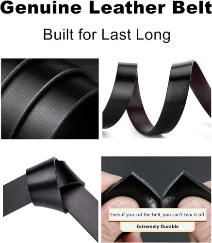 Miniatura 6 de Oyifan Cinturón negro para hombre, cinturón de diseñador de vestido de cuero genuino para hombres, moda Slide Ratchet Click Casual Mens Belt