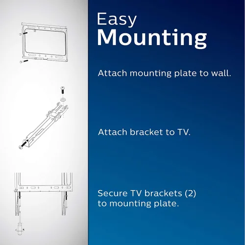 Miniatura 11 de Philips Soporte de pared para monitor de TV fijo para la mayoría de televisores y monitores de pantalla plana curvada LED LCD OLED de 37 a 90