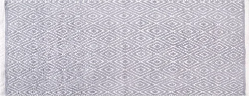 Ramanta Home Alfombra reversible 100% algodón con diamantes tejida a mano de 24 x 60 pulgadas, gris, suave, lavable para baño, cocina, dormitorio,